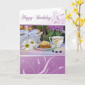 Verjaardag Thee Ontbijt Kaart (Gele Bloem)