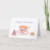 Verjaardag Theetijd Met Gebakjes Kaart (Voorkant)
