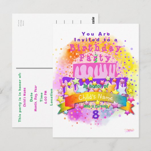 Verjaardag Thema Jongens Uitnodigingskaart HAMbyWG Briefkaart (Voorkant / Achterkant)