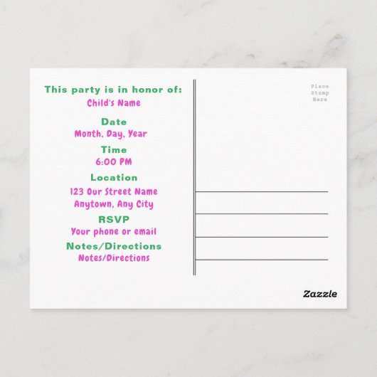 Verjaardag Thema Jongens Uitnodigingskaart HAMbyWG Briefkaart (Achterkant)