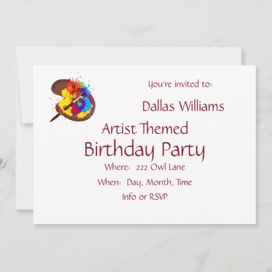 Verjaardag Thema Kunstenaar Schilderen Kaart (Achterkant)