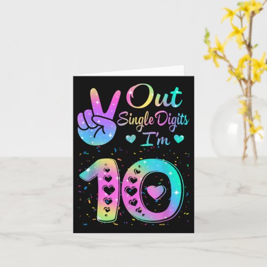 Verjaardag Tie Dye Single Digits Im 10e Digits Mei Kaart (Gele Bloem)
