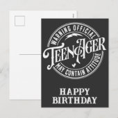 Verjaardag tiener feestdagenkaart (Voorkant / Achterkant)