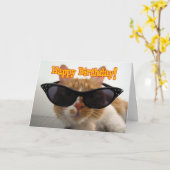 Verjaardag Tiener - Koele Kat Kaart (Gele Bloem)