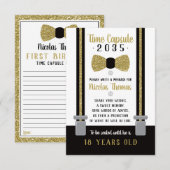 Verjaardag tijd Capsule Kaart, zwart, Faux Gold Informatiekaartje (Voorkant / Achterkant)