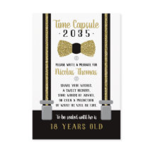 Verjaardag tijd Capsule Kaart, zwart, Faux Gold