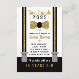 Verjaardag tijd Capsule Kaart, zwart, Faux Gold Informatiekaartje