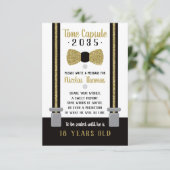 Verjaardag tijd Capsule Kaart, zwart, Faux Gold Informatiekaartje (Staand voorkant)