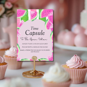 Verjaardag Tijd Capsule Roze Watermeloen Bord Kaart