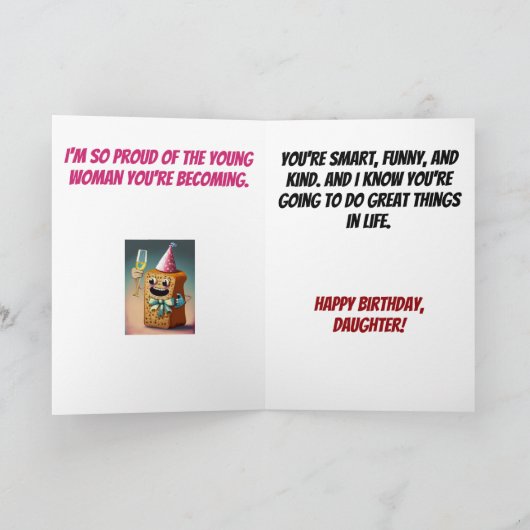 Verjaardag Toast Grappig Dochter Verjaardag Kaart (Binnen)