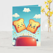 Verjaardag Toast Popping uit een rode broodrooster Kaart (Gele Bloem)