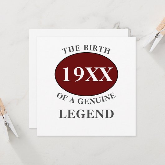 Verjaardag toevoegen Jaar Legende Rood Zwart Bold Kaart (Voorkant / Achterkant in situ)