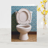 Verjaardag toilet in een retro badkamer kaart (Gele Bloem)