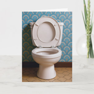 Verjaardag toilet in een retro badkamer kaart