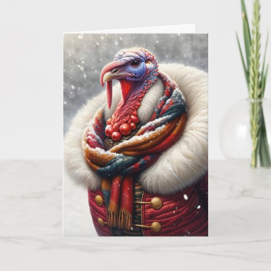 Verjaardag Tom Turkije met een winterjas Kaart (Voorkant)
