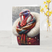 Verjaardag Tom Turkije met een winterjas Kaart (Gele Bloem)