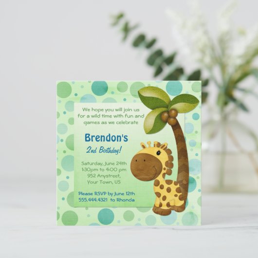 Verjaardag Tots Giraffe - Tweede verjaardag Kaart (Staand voorkant)