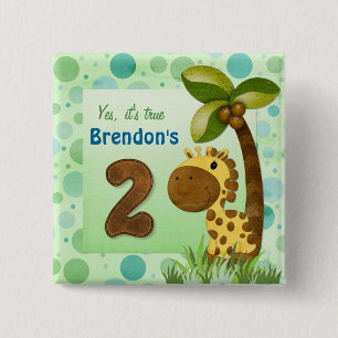 Verjaardag Tots Giraffe verjaardag Vierkante Button 5,1 Cm