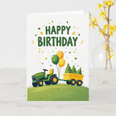 Verjaardag Tractor Ballonnen Kaart (Gele Bloem)