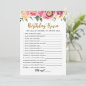 Verjaardag Trivia bewerkbaar spel Kaart (Staand voorkant)