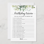 Verjaardag Trivia bewerkbaar spel Kaart (Voorkant)