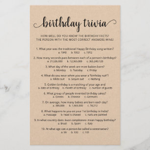 Verjaardag Trivia Spel met Antwoorden Verjaardagsf