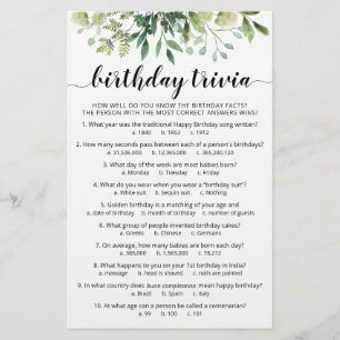 Verjaardag Trivia Spel met Antwoorden Verjaardagsf