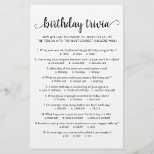 Verjaardag Trivia Spel met Antwoorden Verjaardagsf