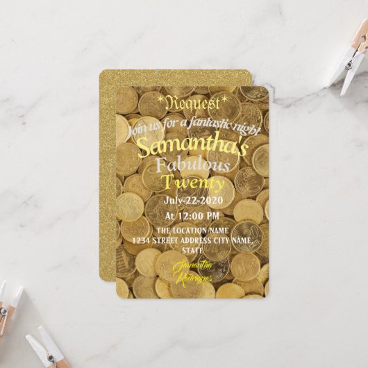 Verjaardag Tropisch Geld Uitnodiging (Voorkant / Achterkant in situ)