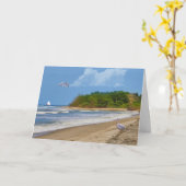 Verjaardag, Tropisch Strand, Vogels Kaart (Gele Bloem)