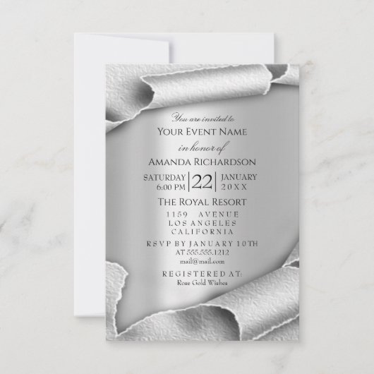 Verjaardag Trouw Verjaardag 3D Grijs Zilver Kaart (Voorkant)