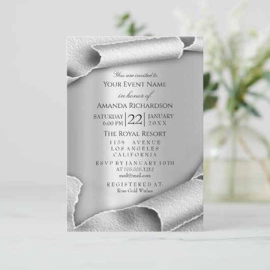 Verjaardag Trouw Verjaardag 3D Grijs Zilver Kaart (Staand voorkant)