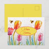 Verjaardag Tulp bloemig Roze Rood Briefkaart (Voorkant / Achterkant)