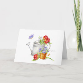 Verjaardag Tulp Watering Can Wensen Zegeningen Kaart