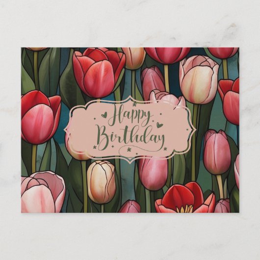 Verjaardag Tulpen Bloemen Briefkaart (Voorkant)