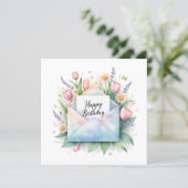 Verjaardag & tulpen. Kaart (Staand voorkant)