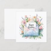 Verjaardag & tulpen. Kaart (Voorkant / Achterkant)