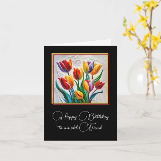 Verjaardag Tulpenschilderij Kaart (Gele Bloem)