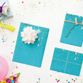Verjaardag turquoise glitters blauw zeegroen glins inpakpapier vel