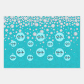 Verjaardag turquoise glitters groen monogram luxue inpakpapier vel (Voorkant 3)