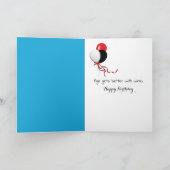 Verjaardag Tuxedo Kat Kijkend door een wijnglas Kaart (Binnen)