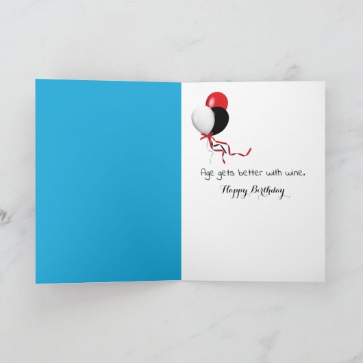 Verjaardag Tuxedo Kat Kijkend door een wijnglas Kaart (Binnen)