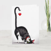 Verjaardag Tuxedo Kat Met Dangling Hart Kaart (Voorkant)