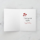 Verjaardag Tuxedo Kat Met Dangling Hart Kaart (Binnen)