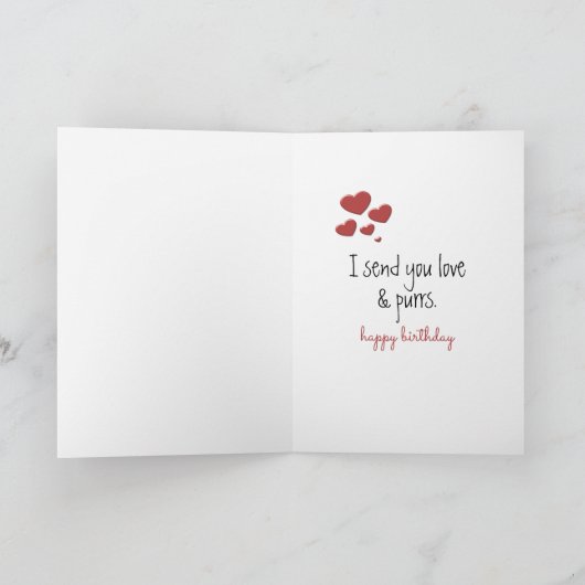 Verjaardag Tuxedo Kat Met Dangling Hart Kaart (Binnen)