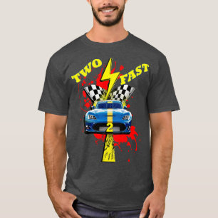 Verjaardag twee snel 2 jaar oud racen t-shirt