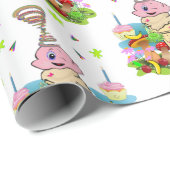 Verjaardag Tweeling Inpakpapier Cupcake (Rol Hoek)
