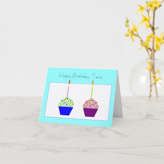 Verjaardag tweeling Kaart (Gele Bloem)