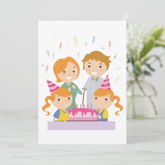 Verjaardag Tweeling Meisjes Kaart (Staand voorkant)
