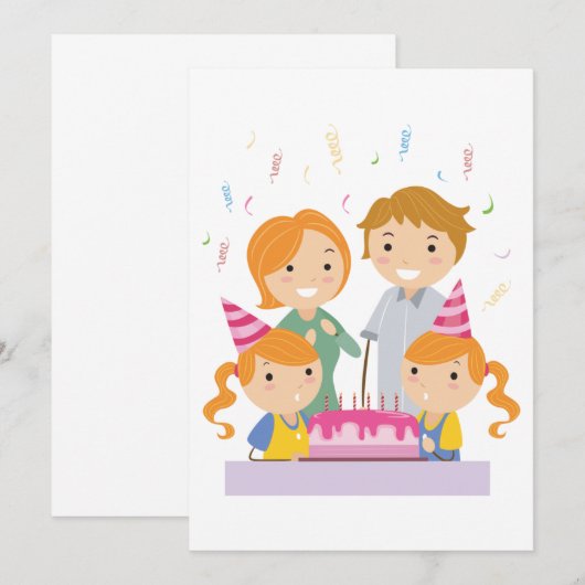 Verjaardag Tweeling Meisjes Kaart (Voorkant / Achterkant)